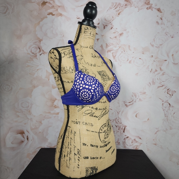 Purple and Pink Shade & Shore Push-Up Halter Bikini Top - Picture 3 of 9